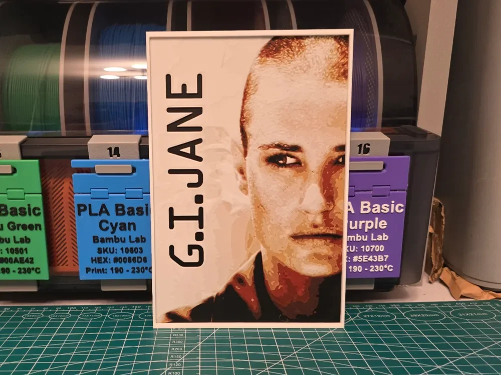 G.I. Jane Movie Poster - Hueforge Art by Lumpy3D HueForge model: G.I. Jane Movie Poster - Hueforge Art by Lumpy3D