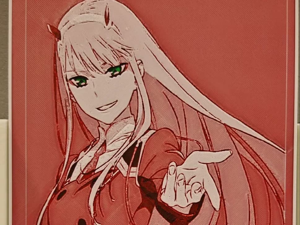 Zero Two Anime by bzz999 HueForge model: Zero Two Anime by bzz999