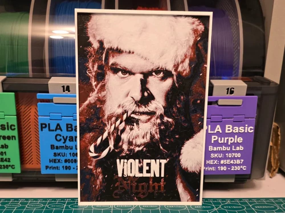 HueForge model: Violent Night Movie Poster - Hueforge Art by Lumpy3D