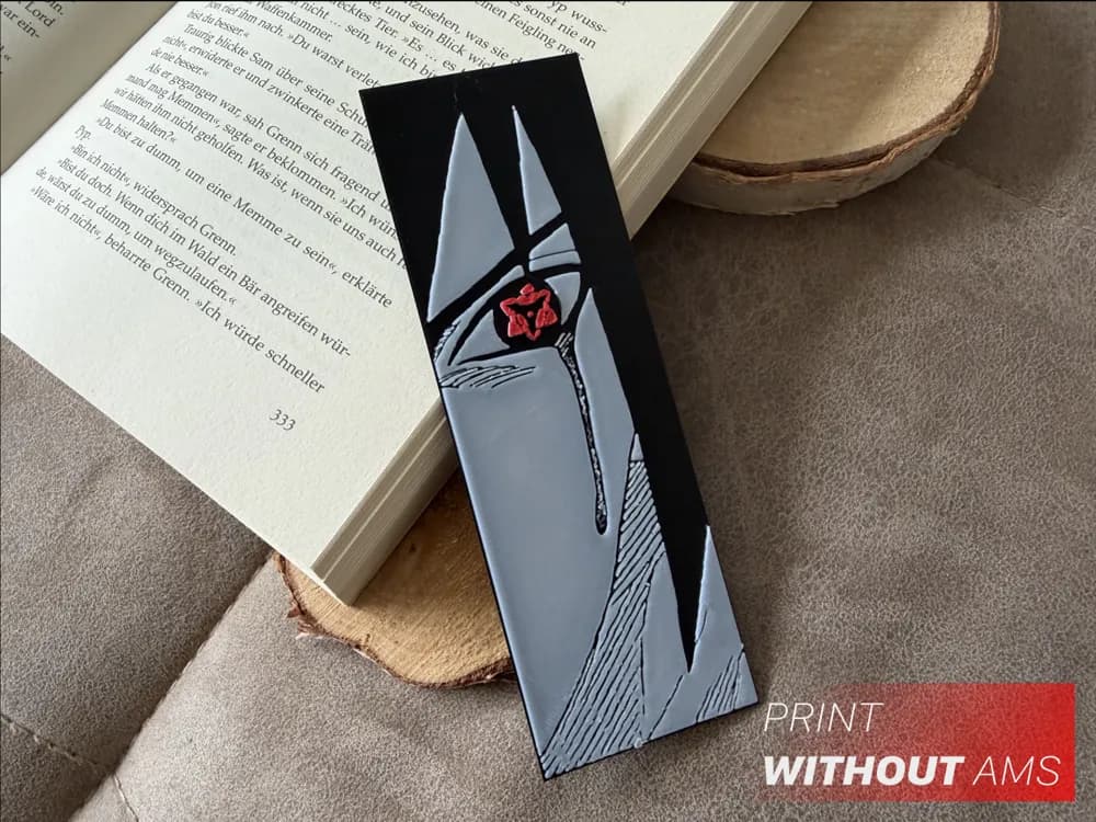 Red Gaze of Silence - Bookmark by Loupes HueForge model: Red Gaze of Silence - Bookmark by Loupes