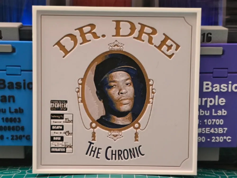Dr. Dre "The Chronic" Album - Hueforge Art by Lumpy3D HueForge model: Dr. Dre "The Chronic" Album - Hueforge Art by Lumpy3D