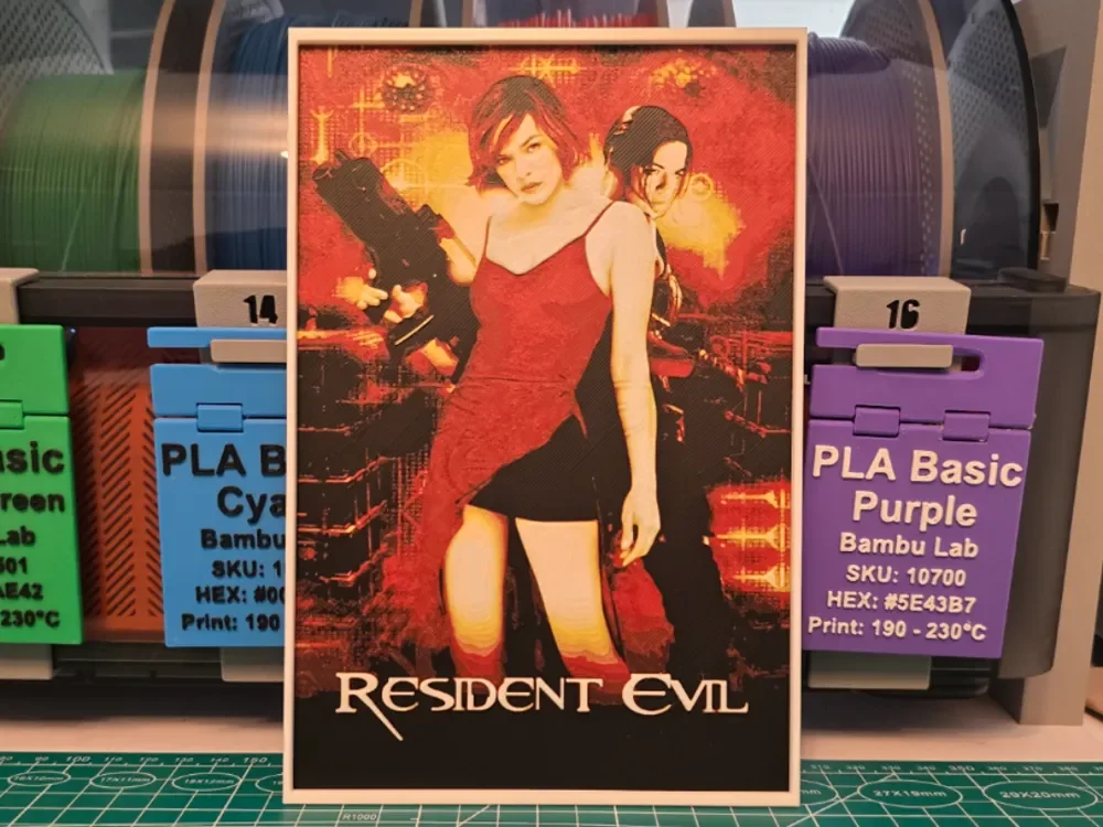 Resident Evil Movie Poster - Hueforge Art by Lumpy3D HueForge model: Resident Evil Movie Poster - Hueforge Art by Lumpy3D