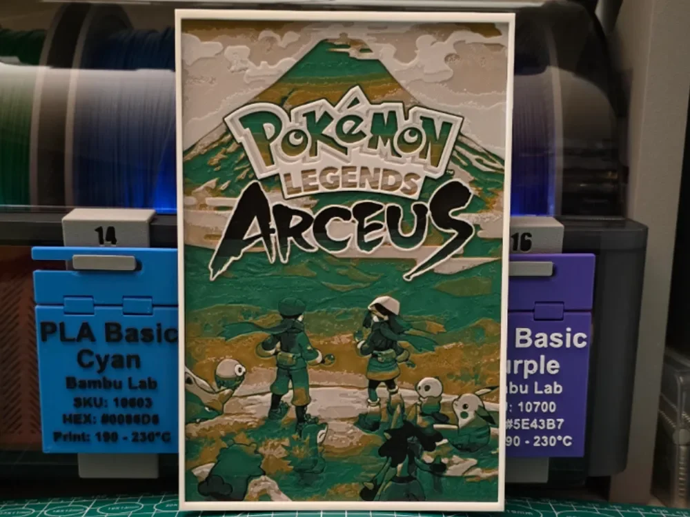 Pokémon Legends: Arceus Poster - Hueforge Art by Lumpy3D HueForge model: Pokémon Legends: Arceus Poster - Hueforge Art by Lumpy3D