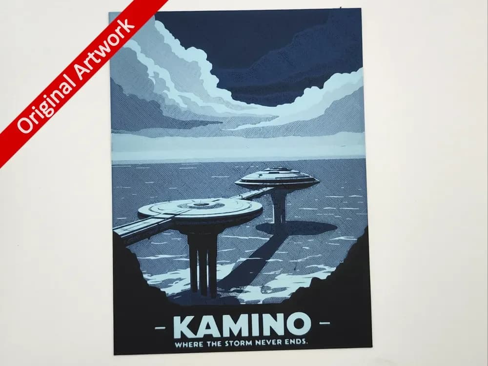 Kamino travel poster - hueforge by Altf4-Formation HueForge model: Kamino travel poster - hueforge by Altf4-Formation