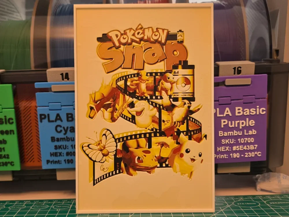 Pokémon Snap Game Poster - Hueforge Art by Lumpy3D HueForge model: Pokémon Snap Game Poster - Hueforge Art by Lumpy3D