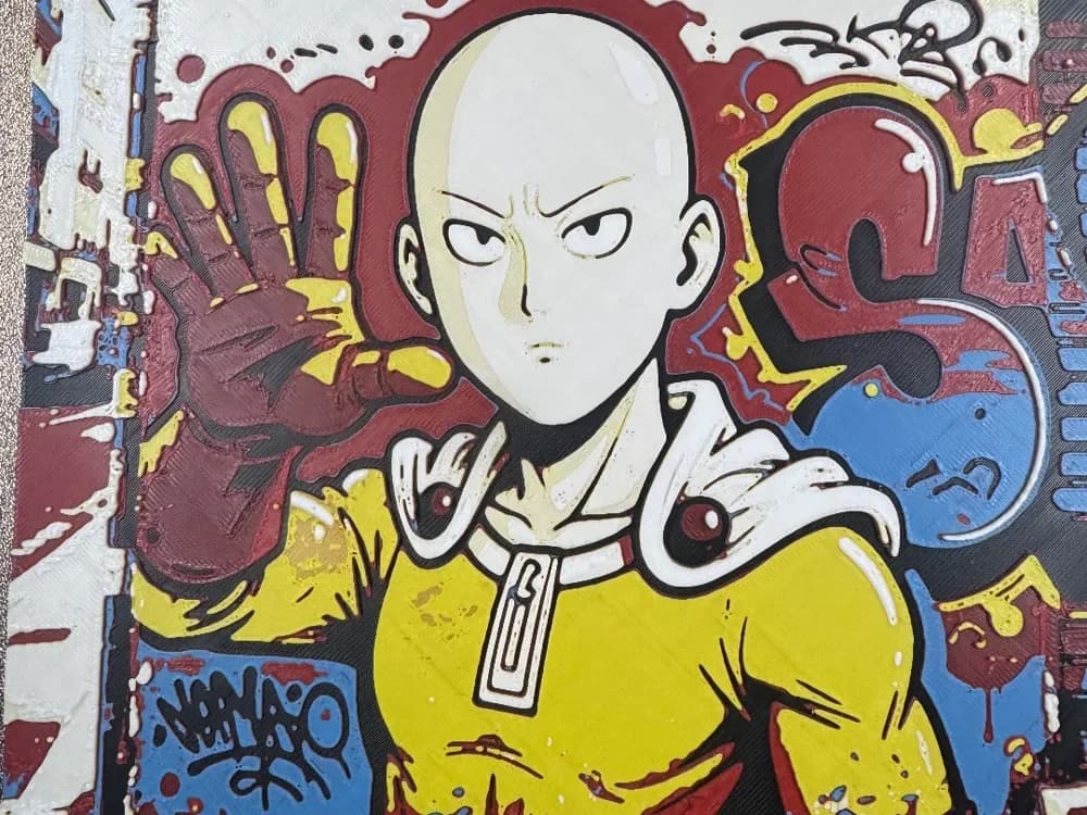 Street Art One Punch Man by World of Glt 3d HueForge model: Street Art One Punch Man by World of Glt 3d