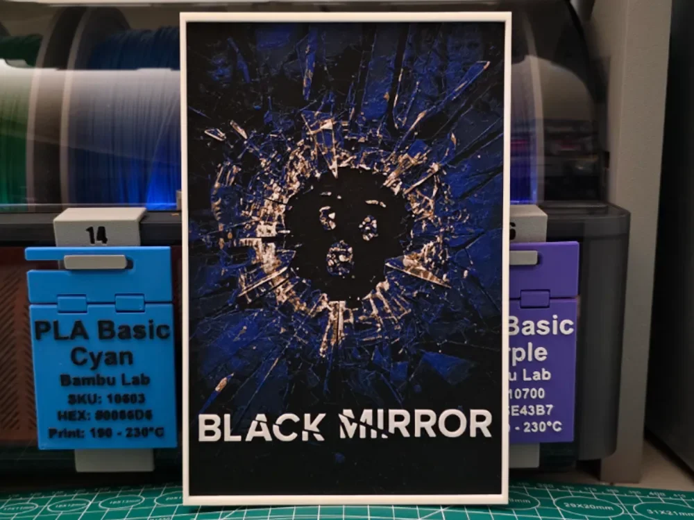 Black Mirror Poster - Hueforge Art by Lumpy3D HueForge model: Black Mirror Poster - Hueforge Art by Lumpy3D