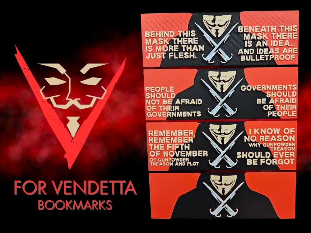 HueForge model: V for Vendetta Bookmarks by BusyKikiBee