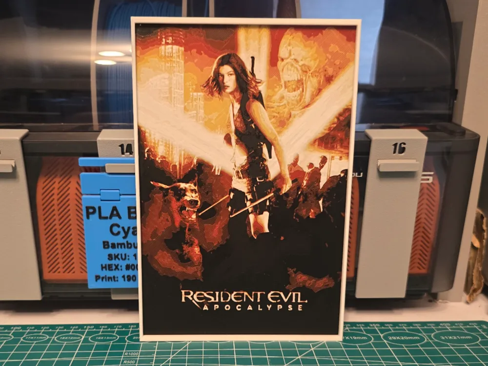 Resident Evil: Apocalypse Movie Poster - Hueforge by Lumpy3D HueForge model: Resident Evil: Apocalypse Movie Poster - Hueforge by Lumpy3D