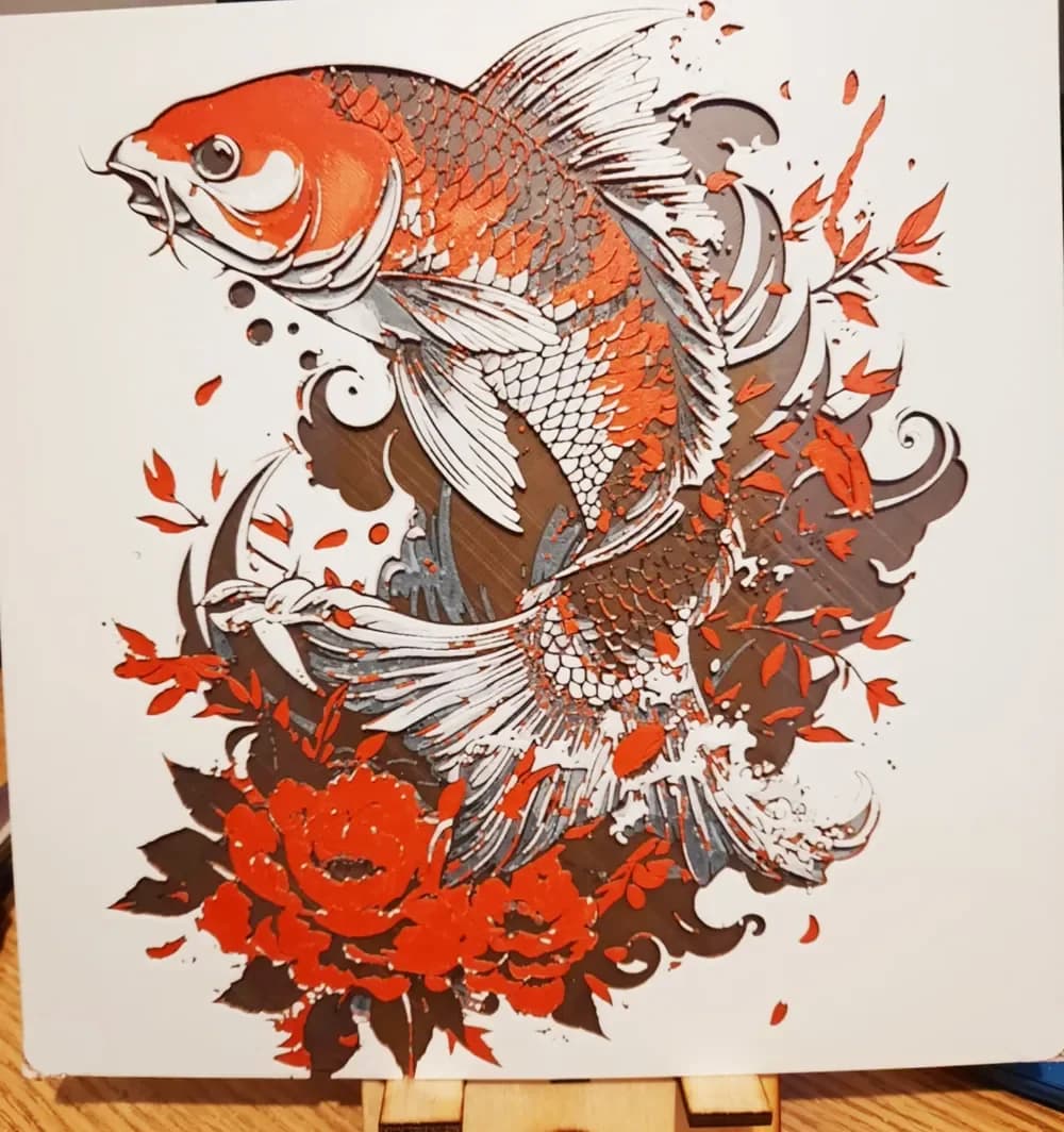 Koi Carp Fish - Japanese inspired - Hueforge Koi Carp Fish - Japanese inspired - Hueforge