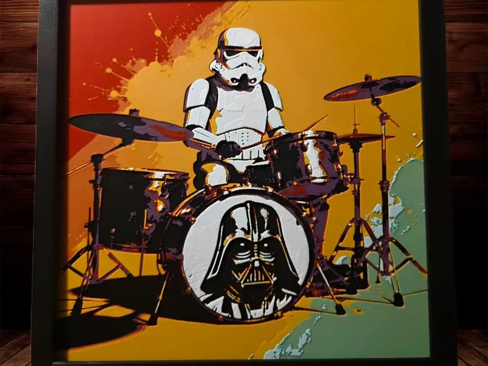 The Drum Trooper - Starwars - Storm Trooper by Side Quest Hues HueForge model: The Drum Trooper - Starwars - Storm Trooper by Side Quest Hues