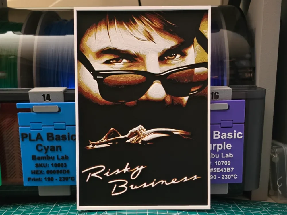 Risky Business Movie Poster - Hueforge Art by Lumpy3D HueForge model: Risky Business Movie Poster - Hueforge Art by Lumpy3D