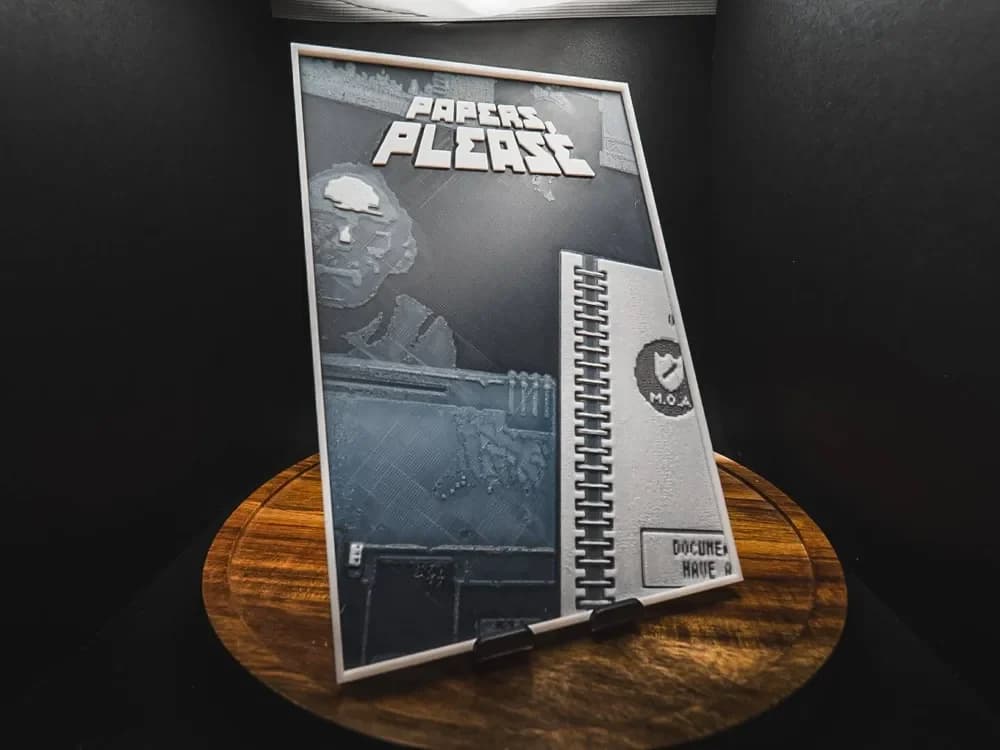 Papers, Please (Game Poster - HueForge) by HugheCraft HueForge model: Papers, Please (Game Poster - HueForge) by HugheCraft