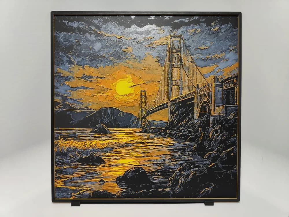 Golden Gate Bridge Sunset - Hueforge by BeaN HueForge model: Golden Gate Bridge Sunset - Hueforge by BeaN