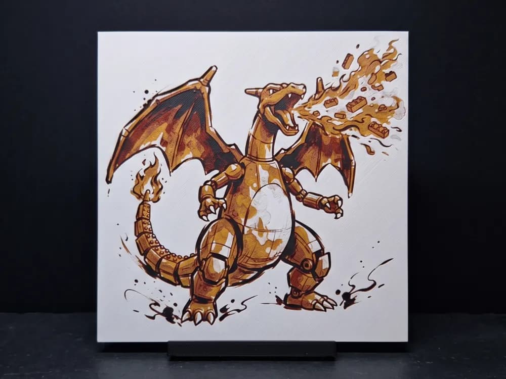 Block Charizard - Hueforge Wall Art Block Charizard - Hueforge Wall Art