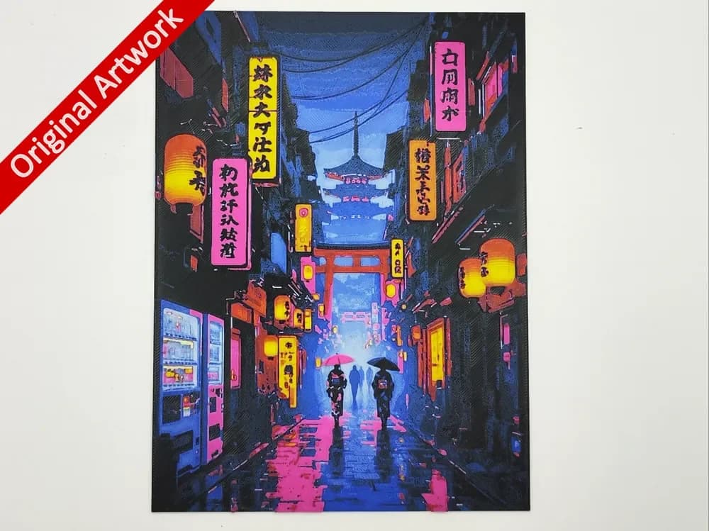 Kyoto Cyberpunk Travel Poster - Hueforge by Altf4-Formation HueForge model: Kyoto Cyberpunk Travel Poster - Hueforge by Altf4-Formation