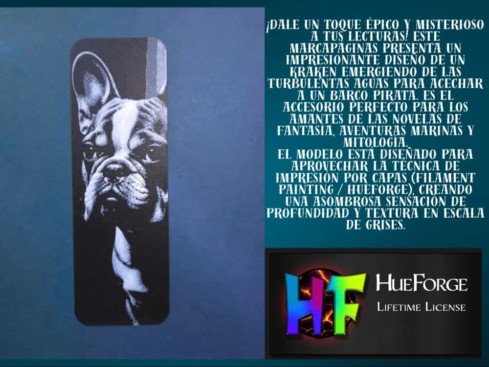 Bookmark French Bulldog v2 by FYTY112 HueForge model: Bookmark French Bulldog v2 by FYTY112