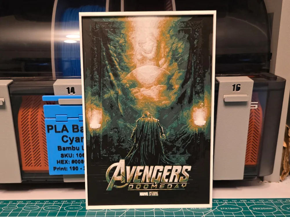 Avengers: Doomsday Movie Poster - Hueforge Art by Lumpy3D HueForge model: Avengers: Doomsday Movie Poster - Hueforge Art by Lumpy3D
