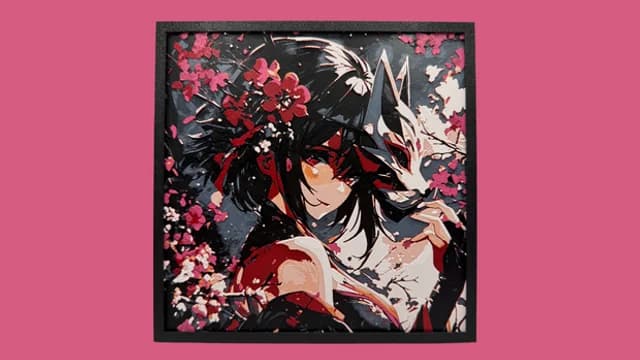 Kitsune Mask & Cherry Blossom Hueforge by Canadian Gamer HueForge model: Kitsune Mask & Cherry Blossom Hueforge by Canadian Gamer