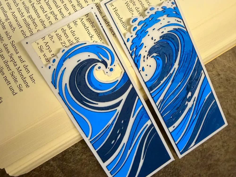 Ocean Wave Bookmarks by Loupes HueForge model: Ocean Wave Bookmarks by Loupes