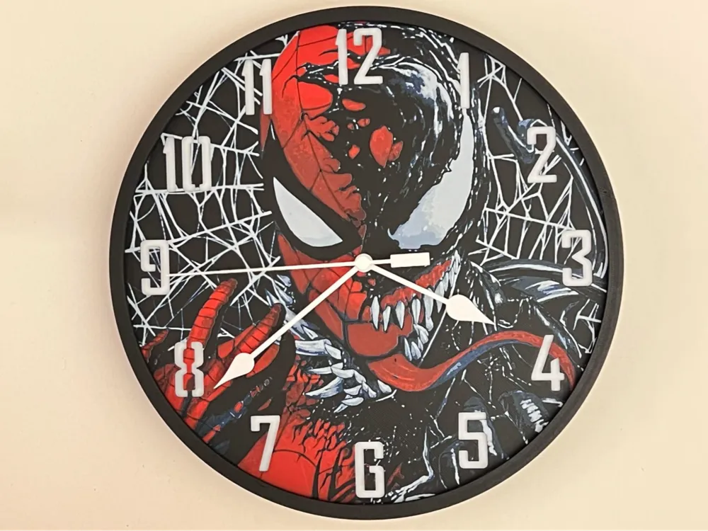 Customizable Clock - Spiderman and Venom Symbiote by 3djd HueForge model: Customizable Clock - Spiderman and Venom Symbiote by 3djd