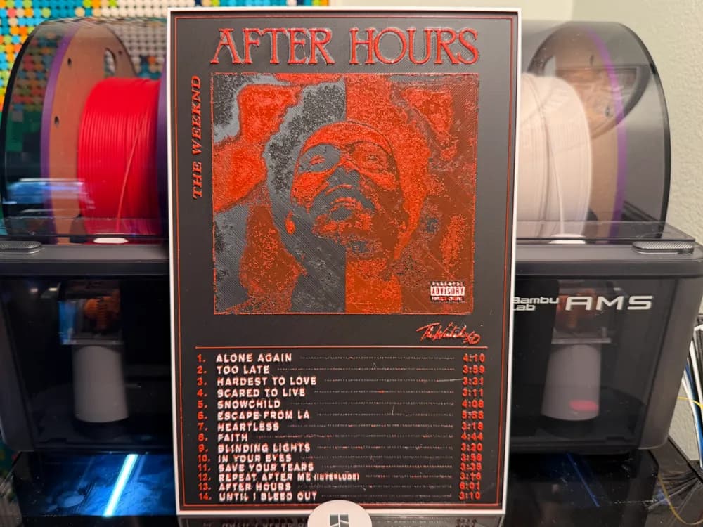 The Weeknd After Hours Album HueForge Poster by liv_3d HueForge model: The Weeknd After Hours Album HueForge Poster by liv_3d