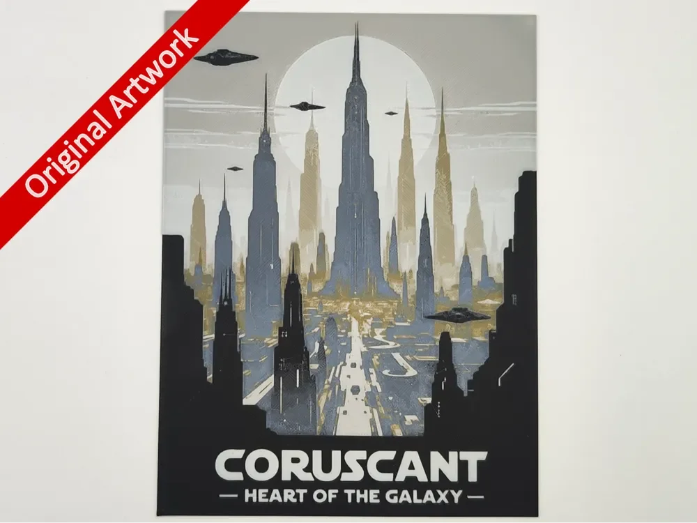 Coruscant travel poster - hueforge by Altf4-Formation HueForge model: Coruscant travel poster - hueforge by Altf4-Formation
