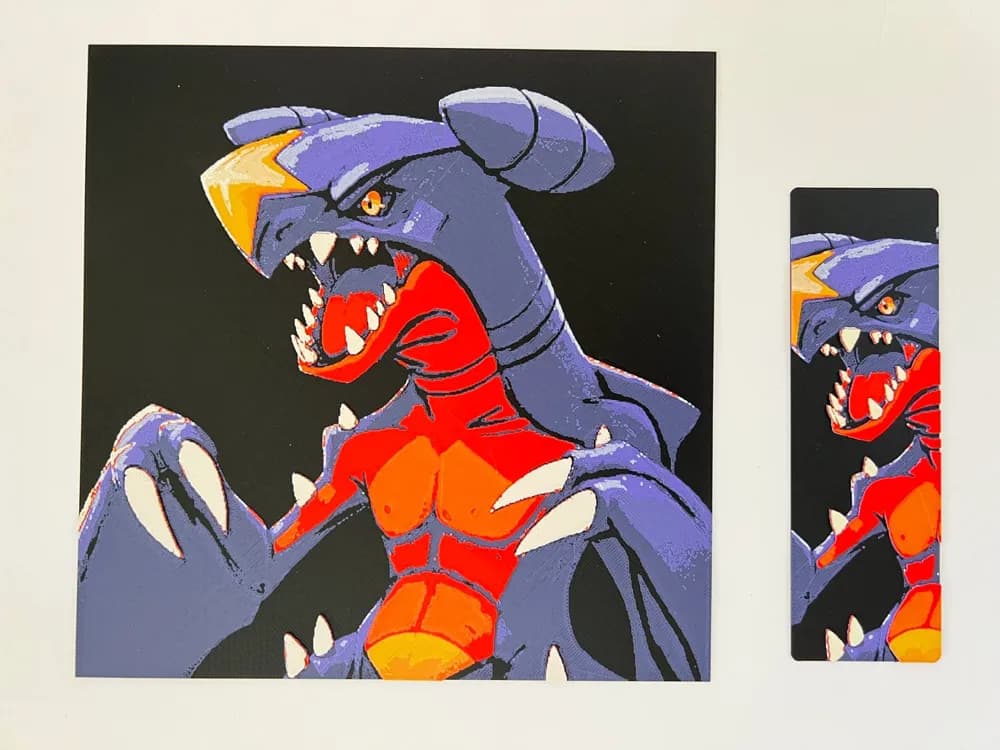 Garchomp - Bookmark / Portrait by 3djd HueForge model: Garchomp - Bookmark / Portrait by 3djd