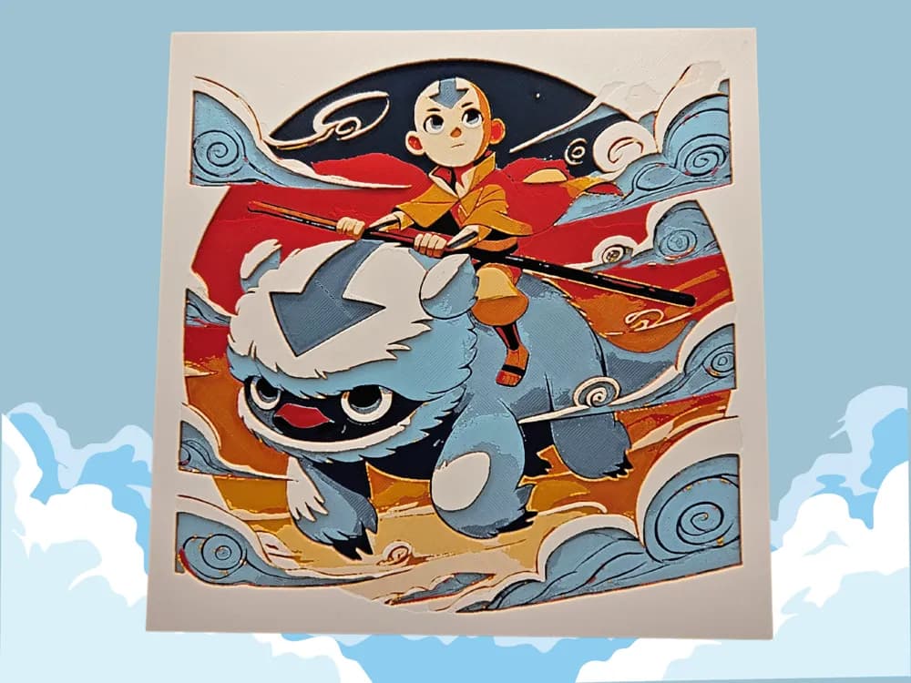 Aang and Appa - Avatar The Last Airbender by BusyKikiBee HueForge model: Aang and Appa - Avatar The Last Airbender by BusyKikiBee