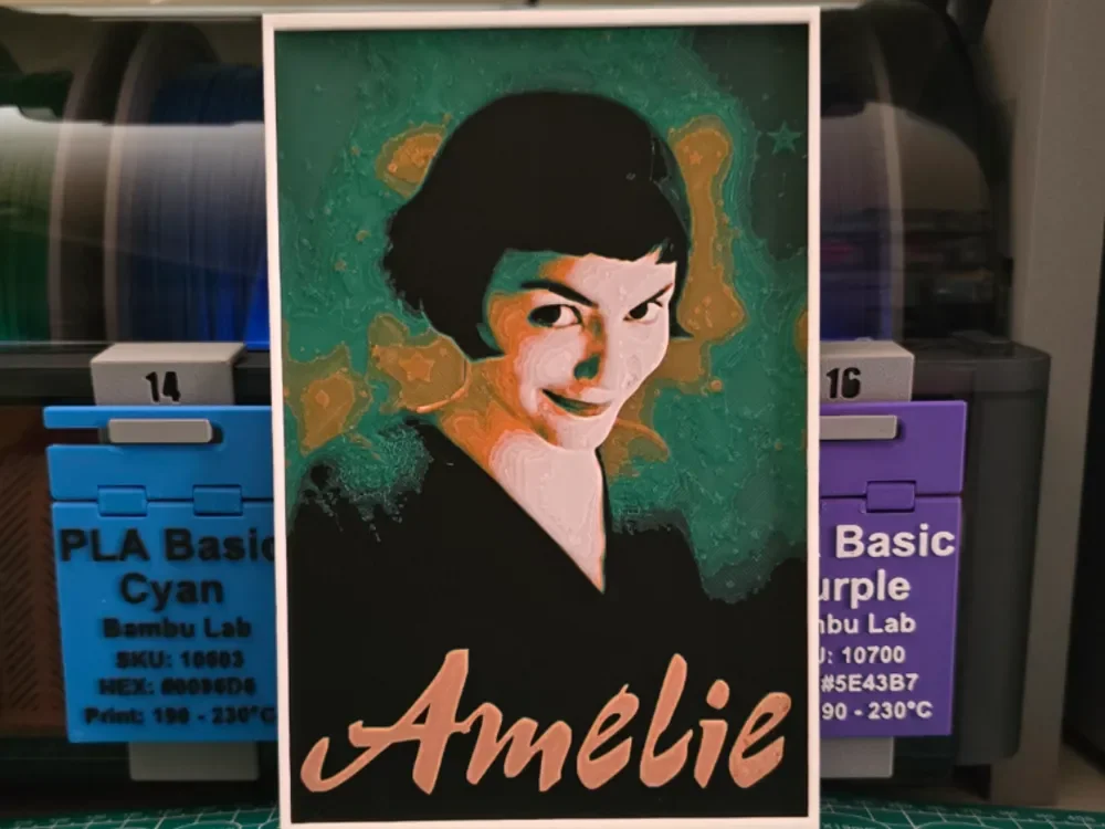 Amélie Movie Poster - Hueforge Art by Lumpy3D HueForge model: Amélie Movie Poster - Hueforge Art by Lumpy3D