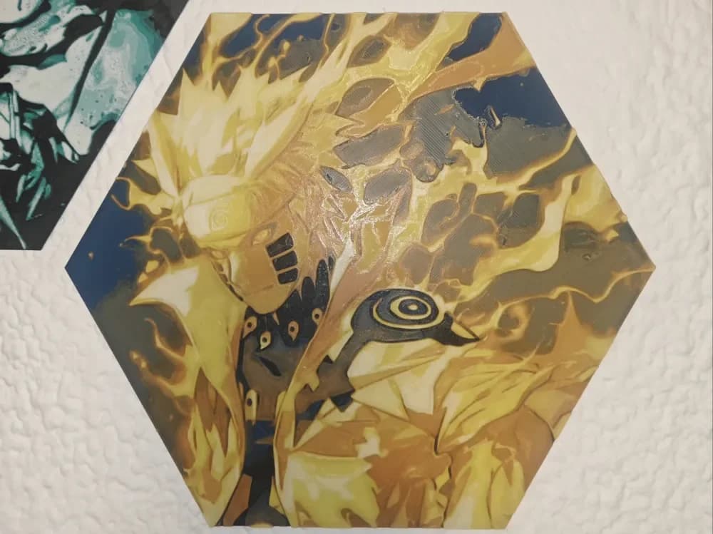 Hueforge Naruto (Naruto Shippuden) honeycomb mode by JGz3DMaker HueForge model: Hueforge Naruto (Naruto Shippuden) honeycomb mode by JGz3DMaker