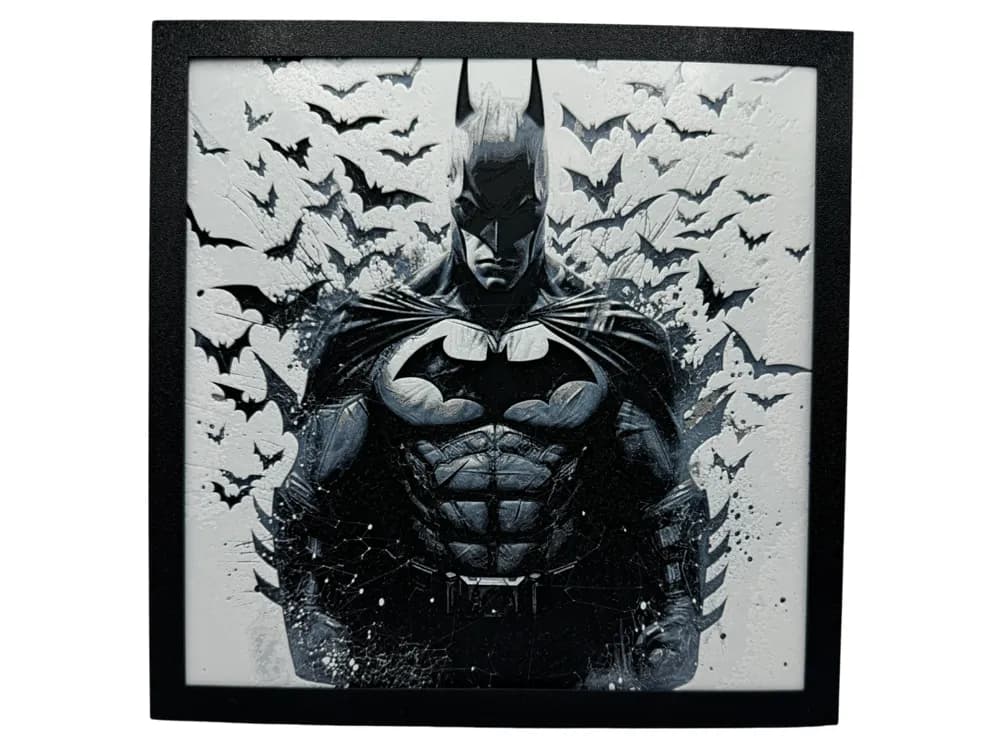 HueForge model: Batman with Bat Background - Hueforge by Canadian Gamer