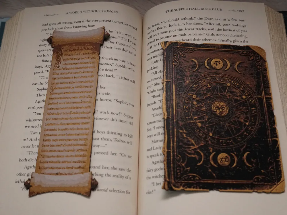 Magic Spellbook and Scroll - Bookmark / Portrait