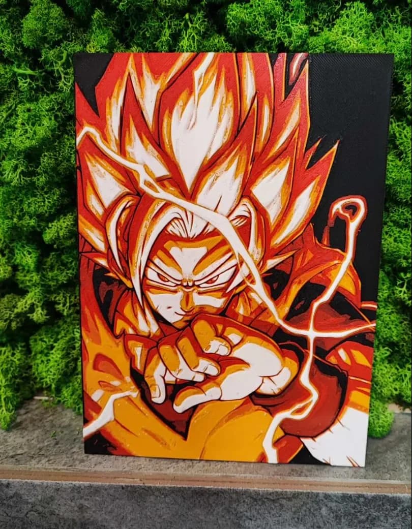 Goku Fired Up by Garuda3D HueForge model: Goku Fired Up by Garuda3D