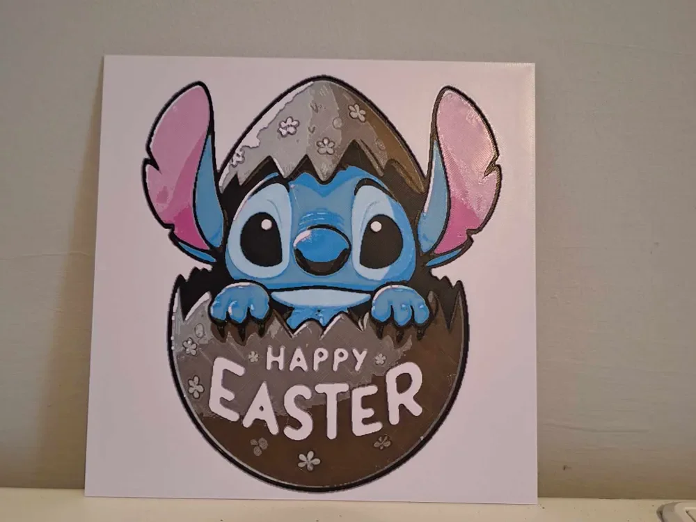 Stitch Easter Surprise Hueforge by 3dGlow HueForge model: Stitch Easter Surprise Hueforge by 3dGlow