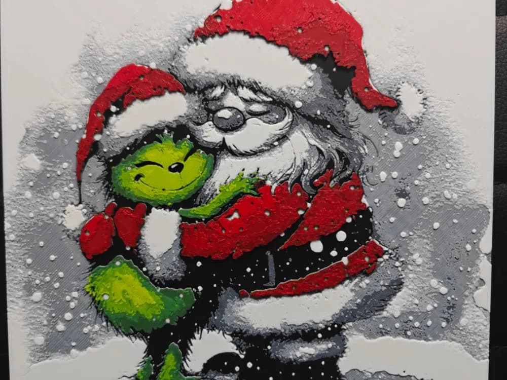 HueForge model: Santa & Grinch 5 and 4 colours NO AMS REQUIRED by TheHueforgeLady