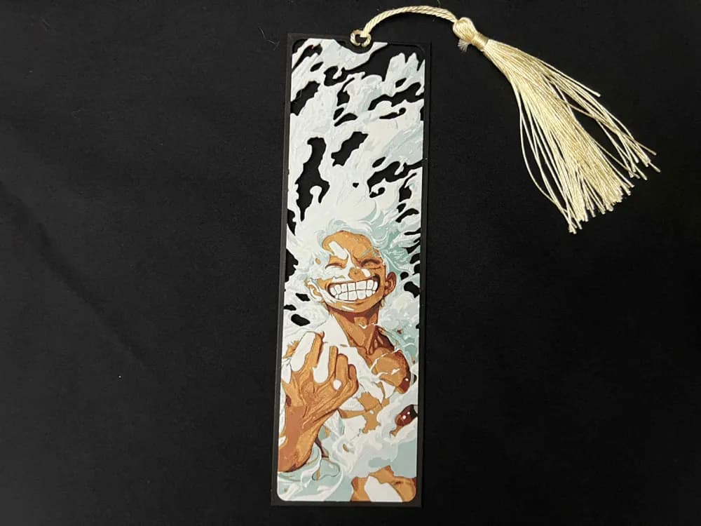 Luffy Gear 5, One Piece, Framed Cutout Bookmark by 3djd HueForge model: Luffy Gear 5, One Piece, Framed Cutout Bookmark by 3djd