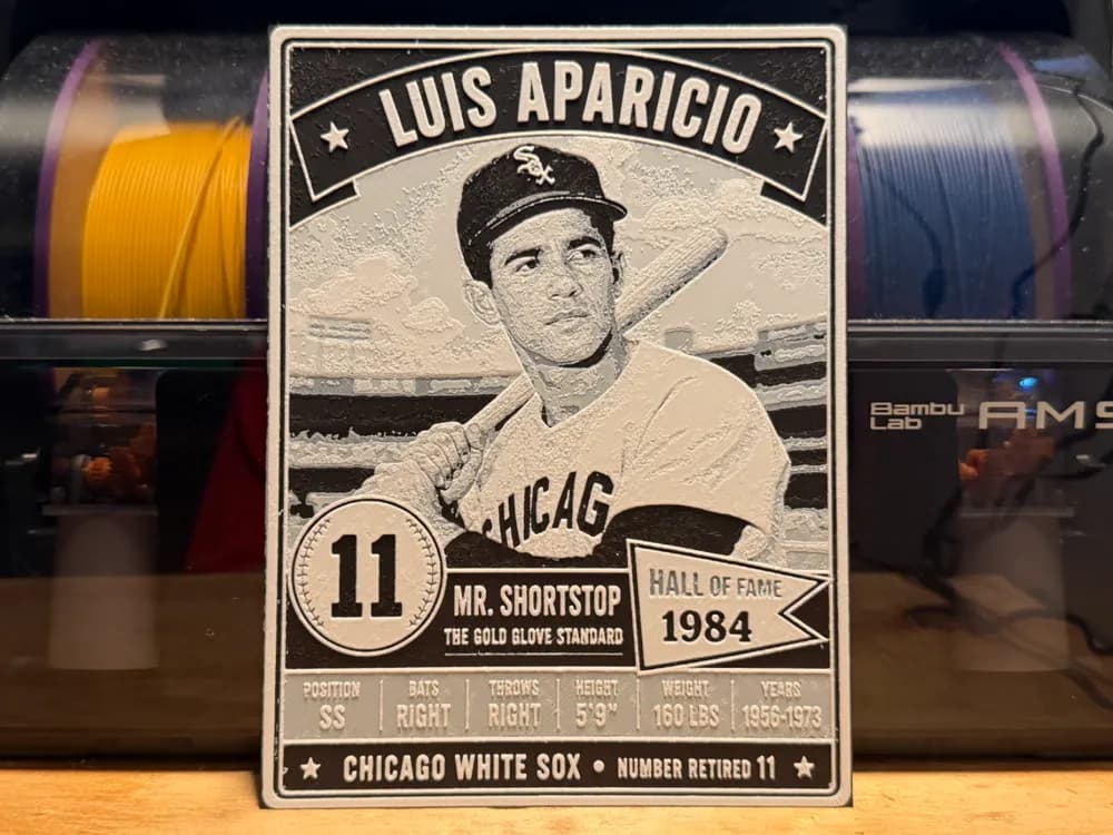 Luis Aparicio Vintage Baseball Card HueForge by liv_3d HueForge model: Luis Aparicio Vintage Baseball Card HueForge by liv_3d