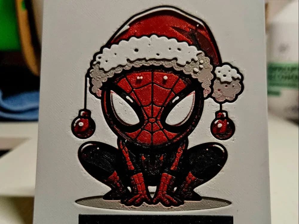 Christmas mini Spiderman by Mano's 3d_Art HueForge model: Christmas mini Spiderman by Mano's 3d_Art