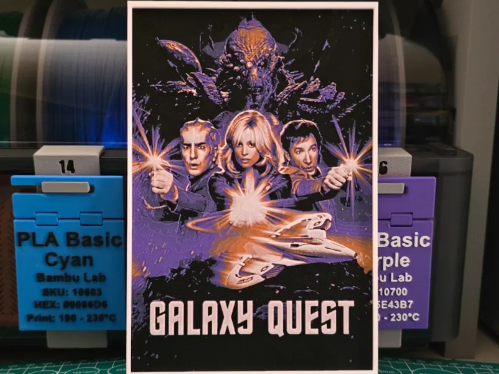 Galaxy Quest Movie Poster - Hueforge Art by Lumpy3D HueForge model: Galaxy Quest Movie Poster - Hueforge Art by Lumpy3D