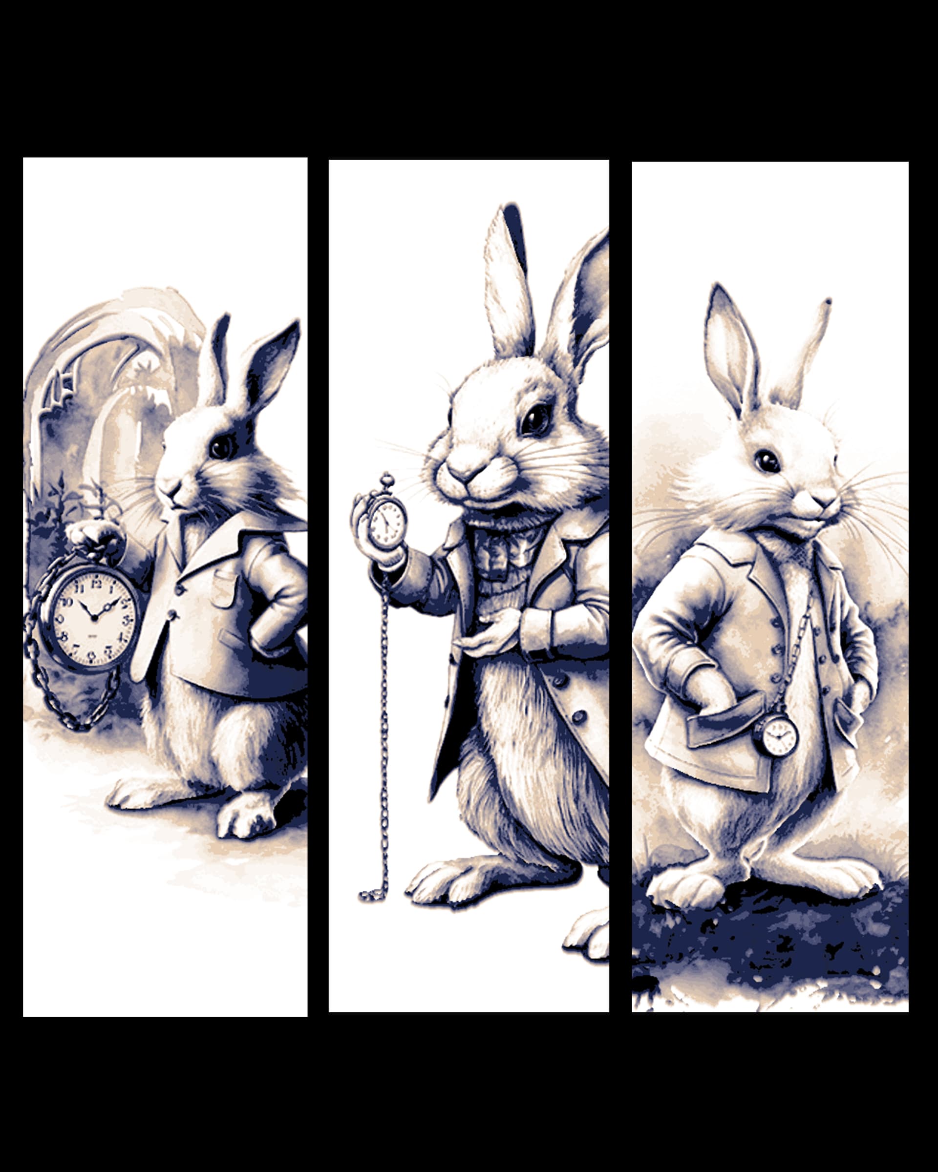 Always out of Time - the white rabbit from Alice in Wonderland - Set of bookmarks by BooneCo3d HueForge model: Always out of Time - the white rabbit from Alice in Wonderland - Set of bookmarks by BooneCo3d