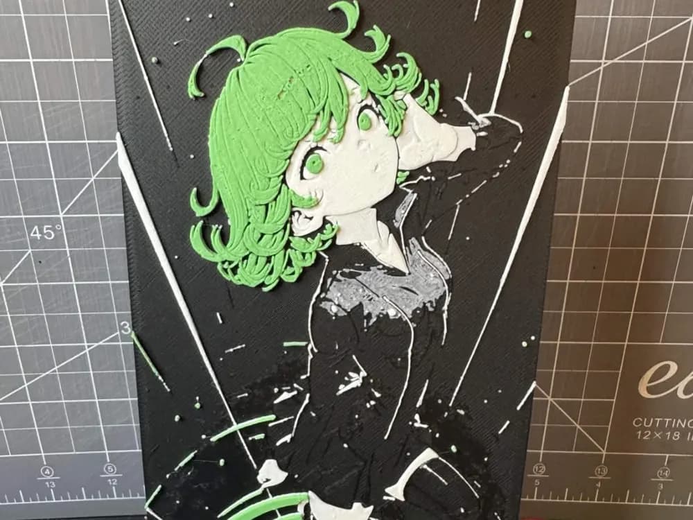 4x8 Hueforge of Tatsumaki from One Punch Man by SBC Creations HueForge model: 4x8 Hueforge of Tatsumaki from One Punch Man by SBC Creations