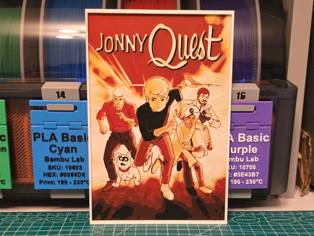 Jonny Quest Poster - Hueforge Art by Lumpy3D HueForge model: Jonny Quest Poster - Hueforge Art by Lumpy3D