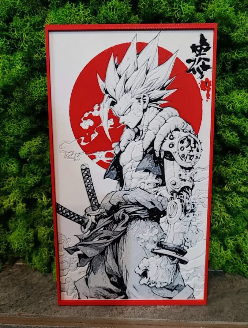 Cyber Goku Samurai by Garuda3D HueForge model: Cyber Goku Samurai by Garuda3D