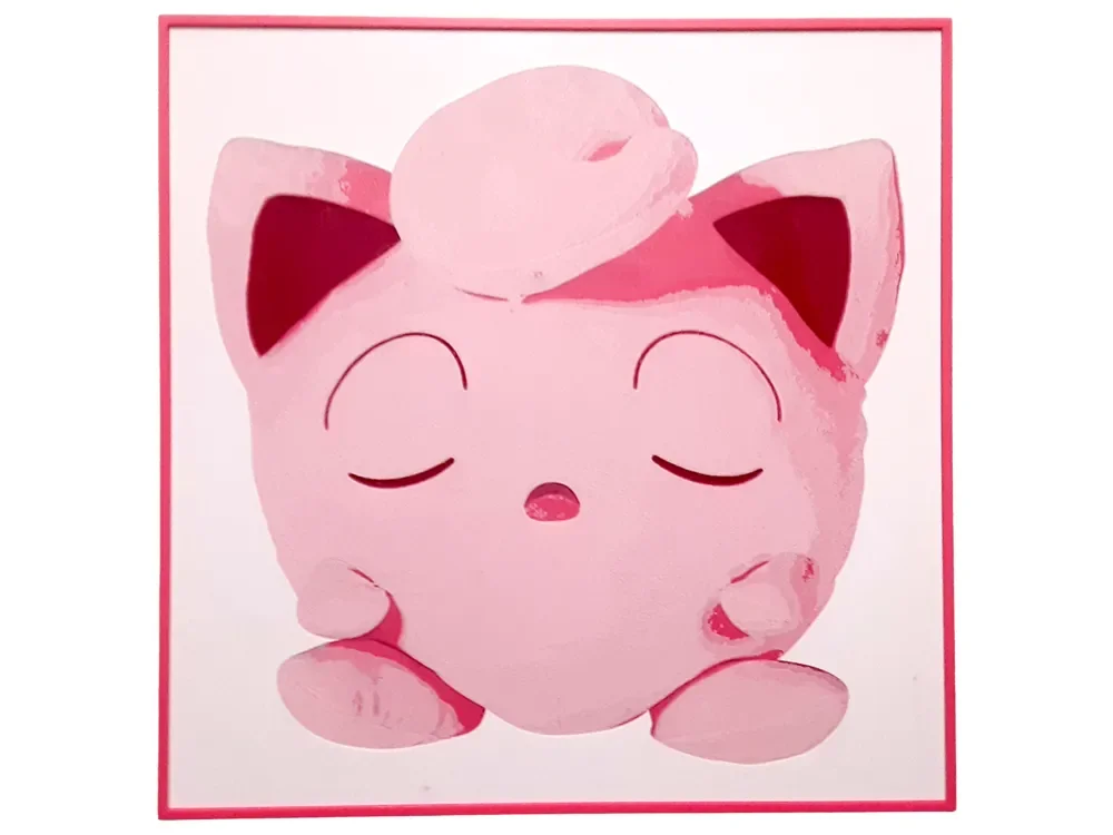 HueForge model: Jigglypuff Sleeping Hueforge Plush Pokemon Pink by Elsie Moonshadow