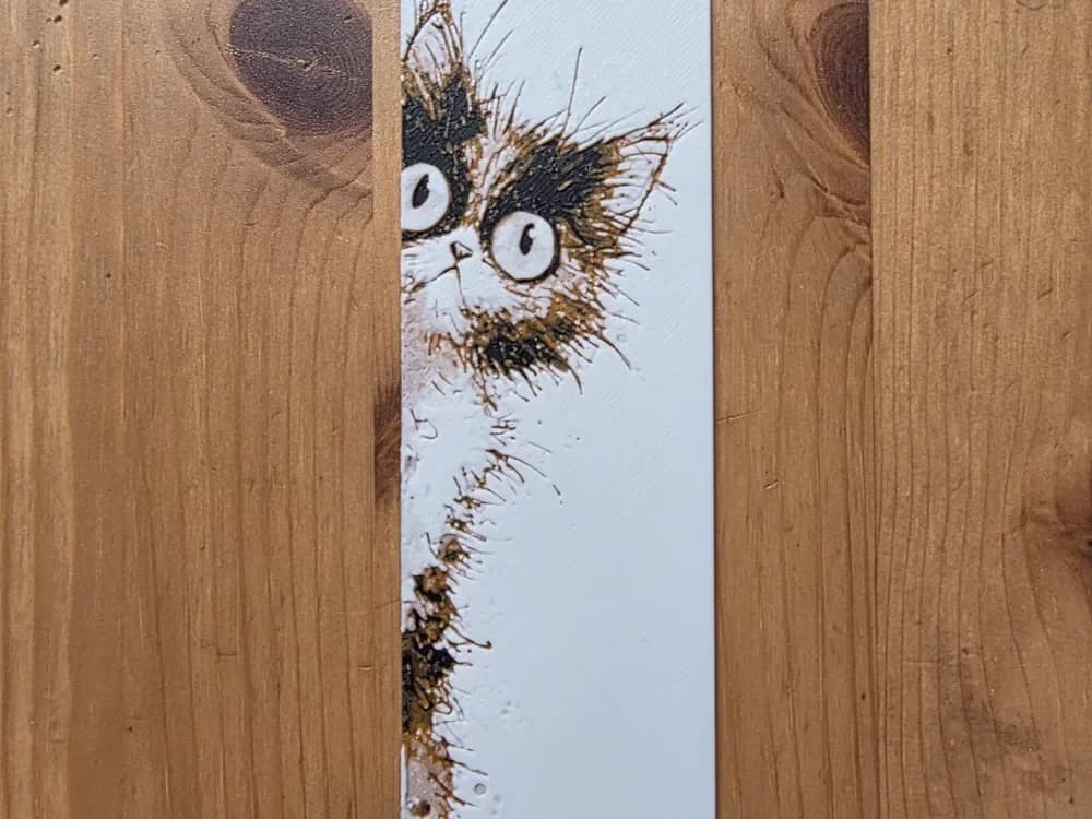 Peeking Cat Bookmark by Morganja HueForge model: Peeking Cat Bookmark by Morganja