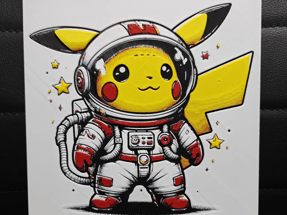 HueForge model: Pikachu Astronaut multi-coloured by TheHueforgeLady