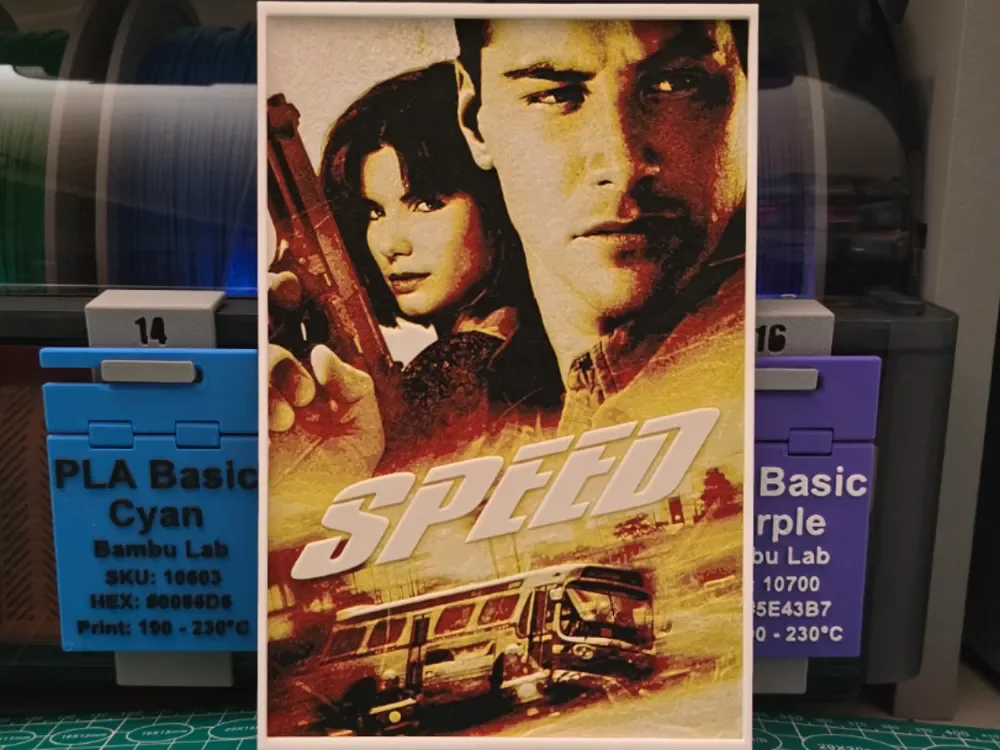Speed Movie Poster - Hueforge Art by Lumpy3D HueForge model: Speed Movie Poster - Hueforge Art by Lumpy3D
