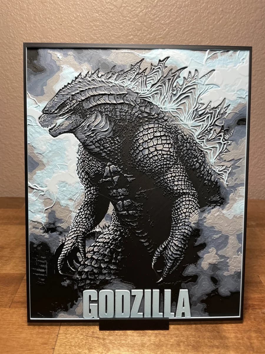 Godzilla - Blue by Cloudy Nostalgia HueForge model: Godzilla - Blue by Cloudy Nostalgia