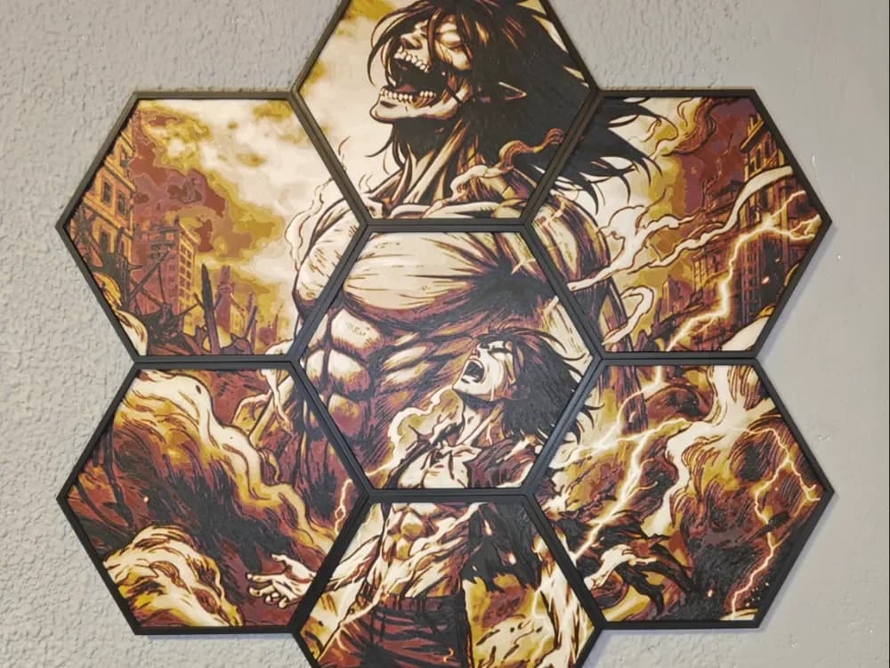 Eren Poster (Attack on Titan) in honeycomb mode Eren Poster (Attack on Titan) in honeycomb mode